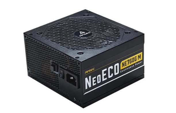  <b>ATX PSU</b>: 750W NeoECO Gold Modular<BR>80Plus Gold, Fully-Modular, 120mm Fan, 4x PCI-E (6+2 Pin), 4x Molex, 8x SATA, 1x Floppy  